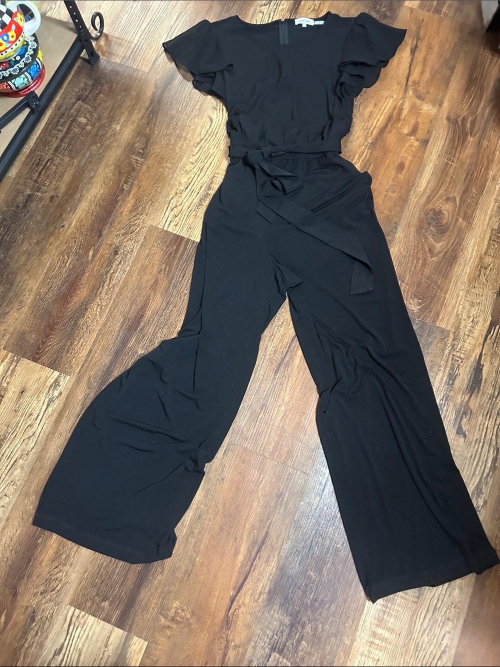 Calvin Klein Black Wide-Leg Tie-Waist Jumpsuit
